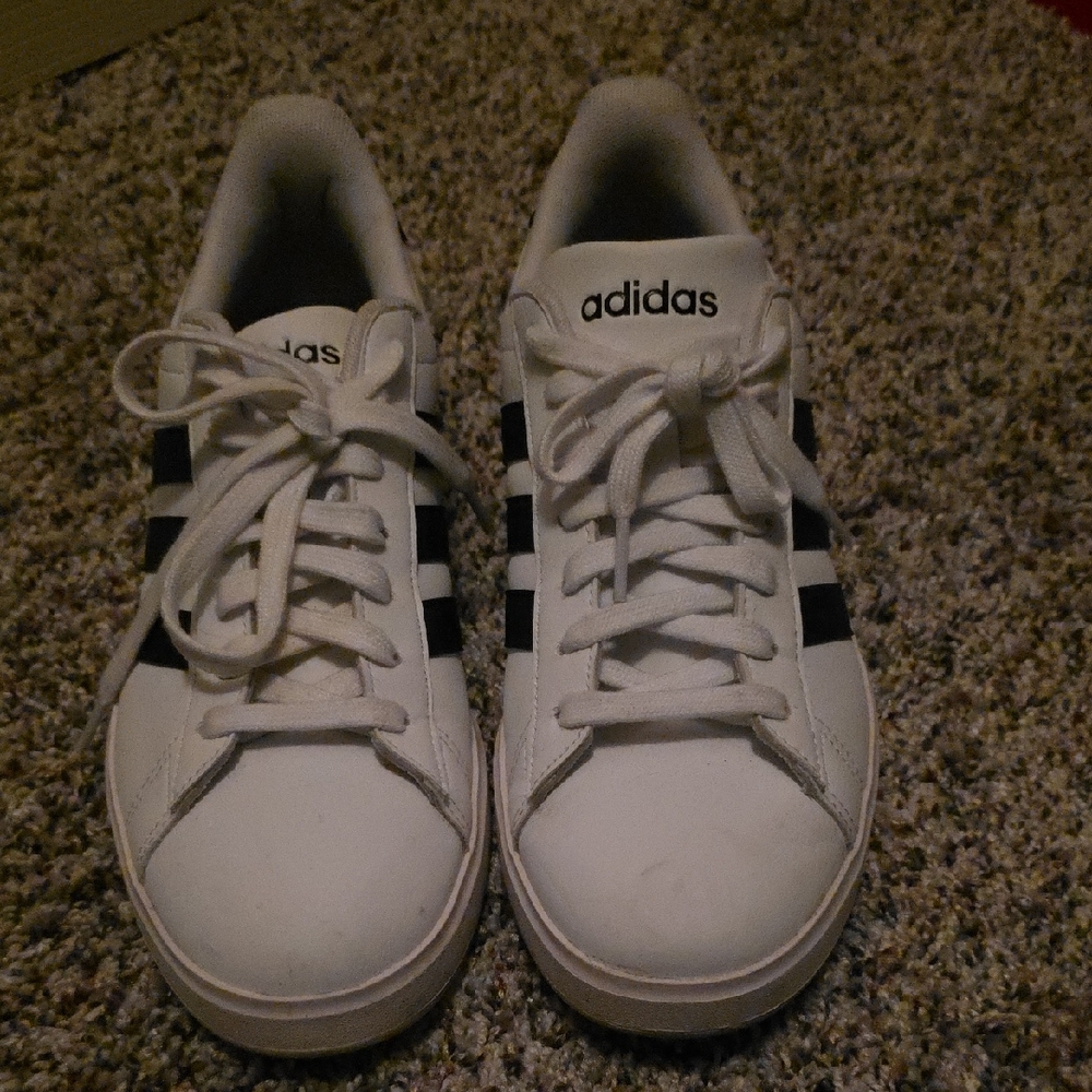 Adidas Classic White Sneakers with Black Stripes